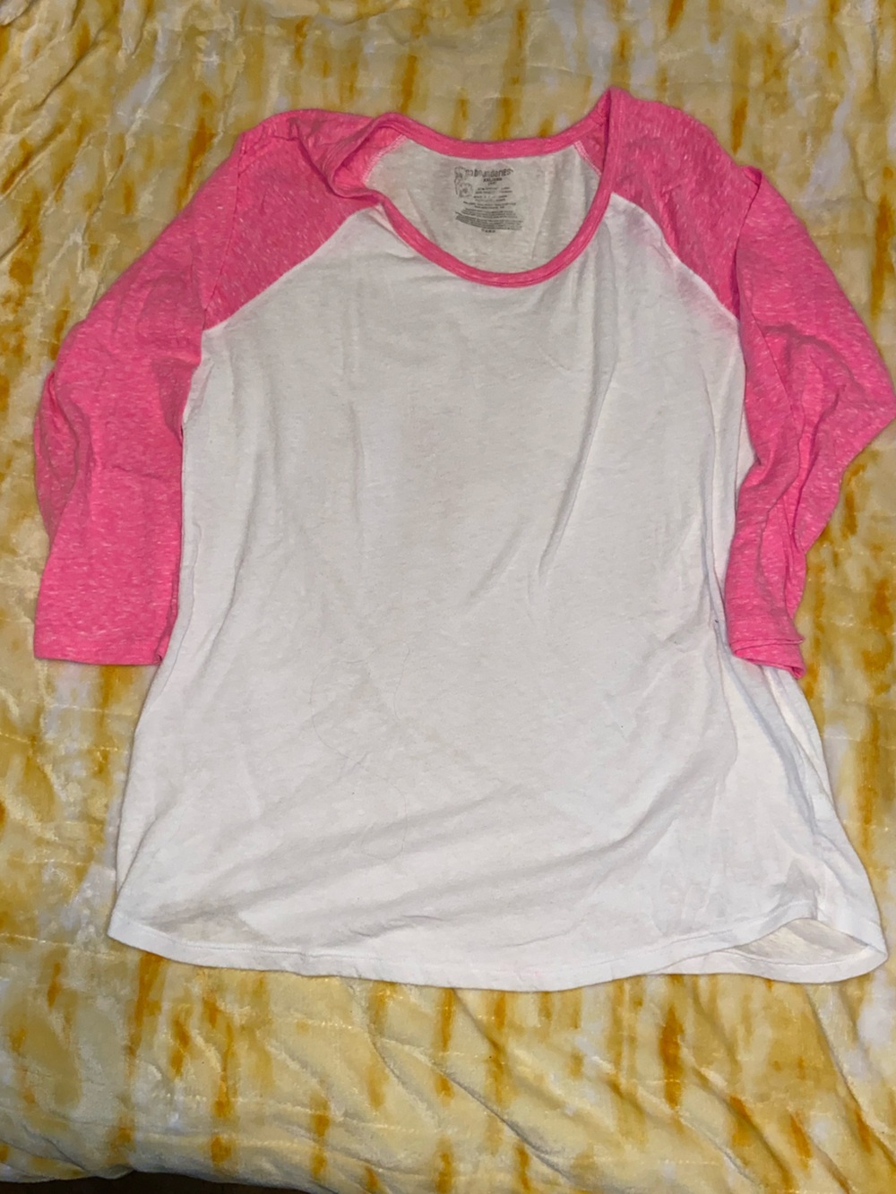 No Boundaries White and Pink Raglan Baseball Tee